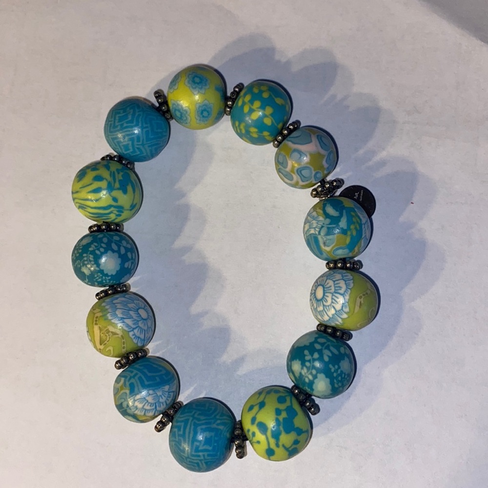 3 for $10  stretchy bracelet aqua/lime green